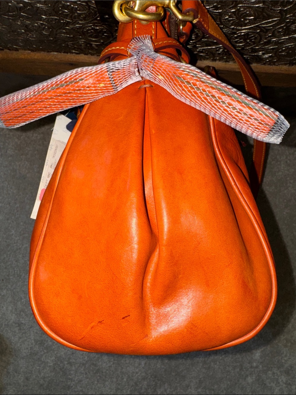 Dooney & Bourke large Florentine satchel with strap in HTF Orange - Picture 5 of 16